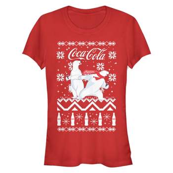 Juniors Womens Coca Cola Ugly Christmas Polar Bear T-Shirt