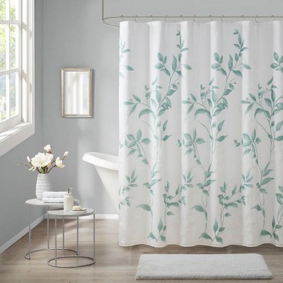 PAGED Modern Botanical Burnout Shower Curtain, 72x72" Floral Shower Curtain for Bathroom, Water-Resistant Coating Curtain with 12 Buttonholes