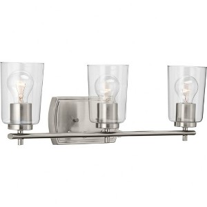 Progress Lighting Adley 3-Light Bath Vanity in Brushed Nickel with Clear Glass Shades - 1 of 4
