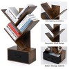 Tree Bookshelf with Drawer, 4-Tier Wooden Bookshelves Storage Rack for CDs/Movies/Books - 2 of 4