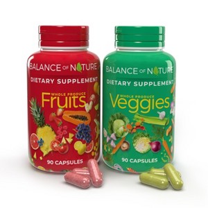 Balance of Nature Fruits & Veggies - Whole Fruit and Vegetable Ingredients for Women, Men, and Kids - 90 Fruit Capsules, 90 Veggie Capsules - 1 Set - 1 of 4
