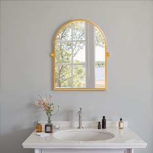 Spassway Bathroom Vanity Mirrors Black/Gold/Silver Arched Wall Mounted Beveled Glass Modern Decorative Mirror for Bathroom Bedroom Living Room - 1 of 4