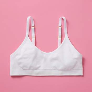 Hanes Girls' 2pk Bonded Comfort Bra - White / Light Pink XL