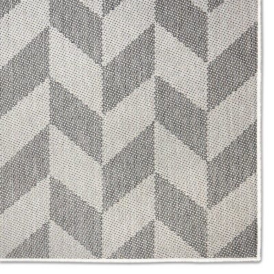 Modern Chic Geometric Black and Grey Synthetic Indoor/Outdoor Rug