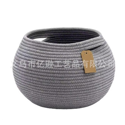 Paaaawaters Cute round-shaped basket made of hemp rope for storing clothes, toys and other items in the bedroom for children.