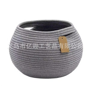 Paaaawaters Cute round-shaped basket made of hemp rope for storing clothes, toys and other items in the bedroom for children. - 1 of 4