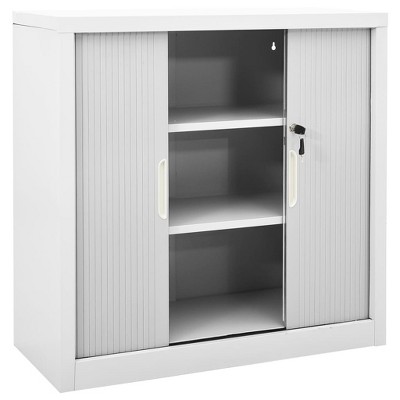 Gray Steel Lockable Office Cabinet with Adjustable Shelving