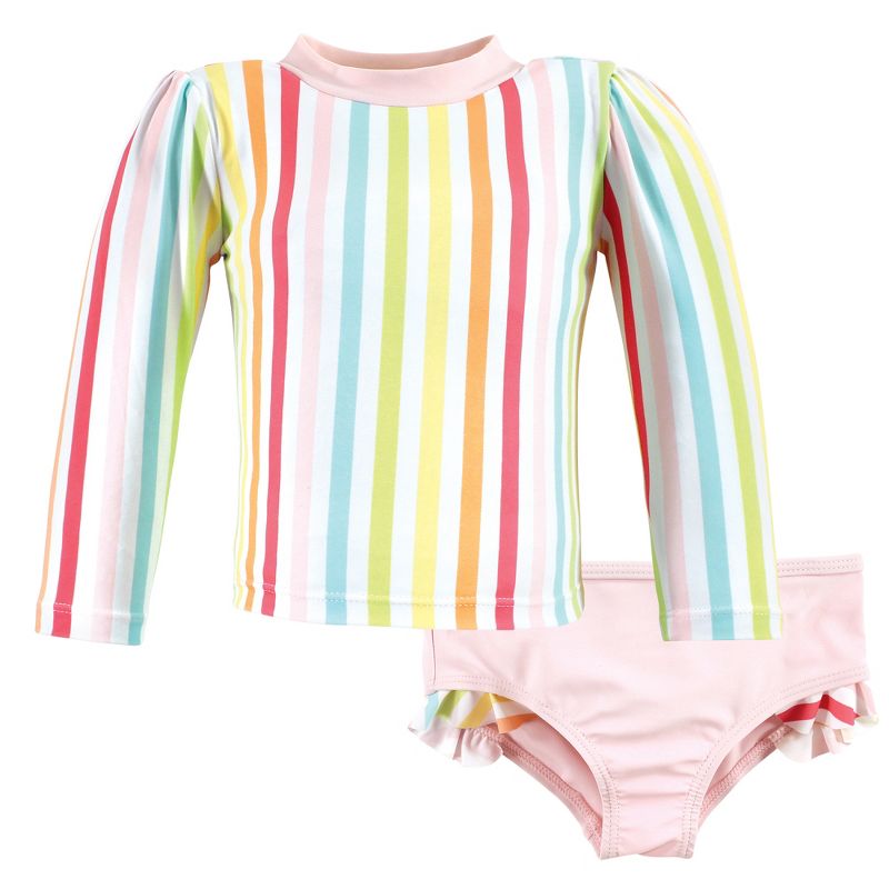 Hudson Baby Girls Swim Rashguard Set, Rainbow Stripe, 1 of 5
