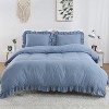 Sage Green Ruffled Duvet Cover Twin, Soft Washed Microfiber Vintage French Country Duvet Cover Set for Kids Girls - 3 of 4