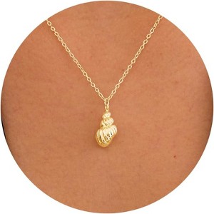 14K Gold Plated Charm Necklace for Women, Assorted Beach & Nature Themed Pendants - 1 of 4