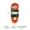 GoGreen Power (GG-15200) 12/3 100Õ SJTW 3-Outlet Heavy Duty Extension Cord, Lighted End, 100 Ft - 2 of 4
