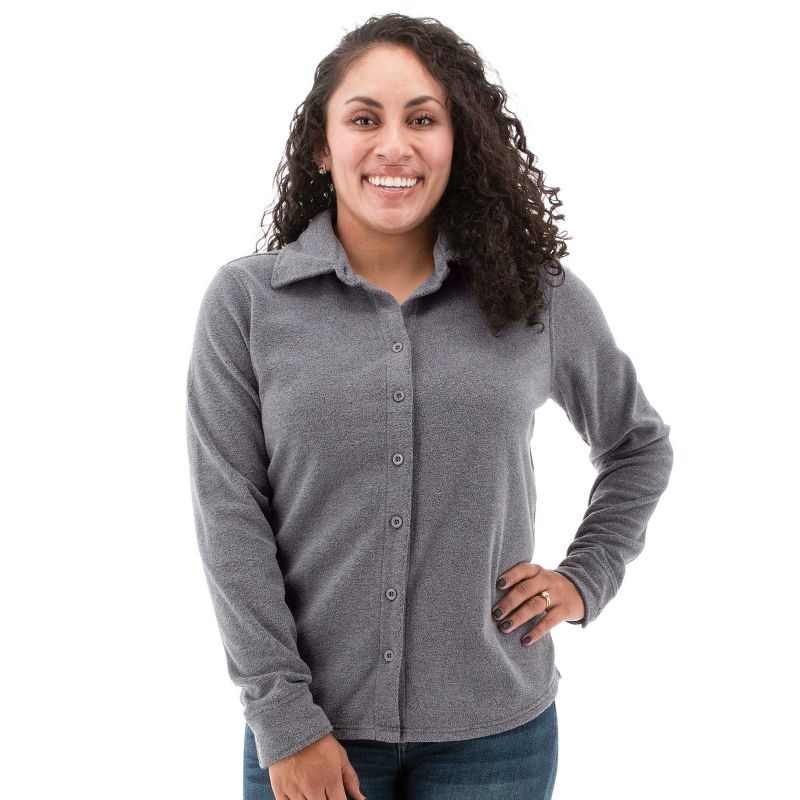 Aventura Clothing Women's Dakota Long Sleeve Collared Neck Fleece Button Down Shirt, 1 of 6