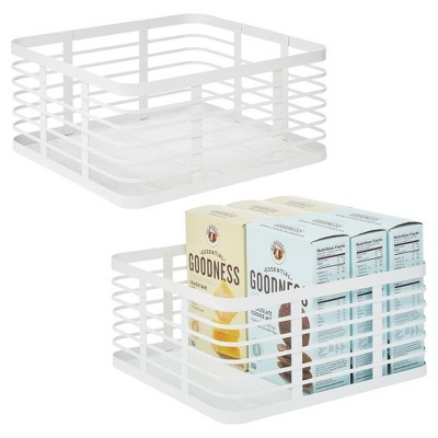 Metal Pantry Basket with Handles - Set of 2 - Matte White