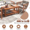 Tangkula Hardwood Outdoor Patio Coffee Table 2-Tier Coffee Table w/ Slat Tabletop & Storage Shelf Natural - 4 of 4