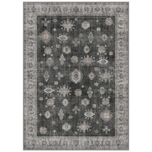 Abynow Vintage Floral Farmhouse Indoor Washable Area Rug - 1 of 4