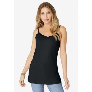 Roaman's Women's Plus Size Lace Trim Bra Cami - 1 of 4