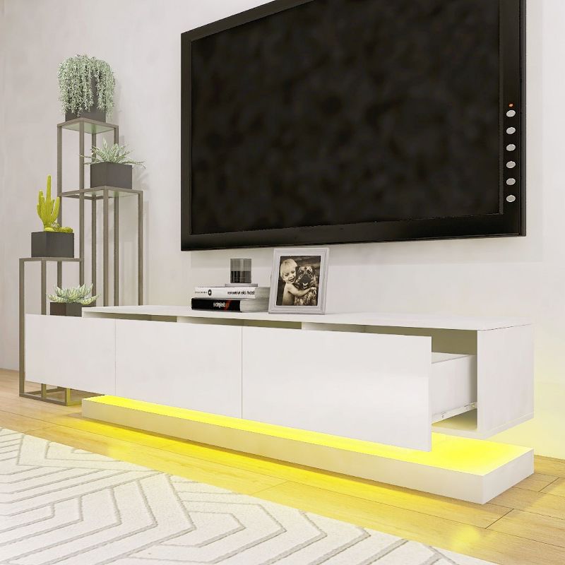 Modern TV Stand for 65 inch TV with 4 Drawers and 16 colors RGB Led Light, High Gloss TV Cabinet and Media Console - The Pop Home, 2 of 9