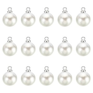 Unique Bargains Beautiful Designer DIY Jewelry Making Faux Pearl Pendants 150 Pcs Silver White 0.39" - 1 of 4
