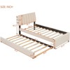 Kumasinova Twin/Full/Queen Bed Frame with Trundle,Soft Teddy Fleece Upholstered Platform Bed Frame with Headboard,450lbs/250lbs Max for Bed&Trundle - 3 of 4