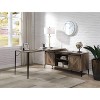 Gulches Rustic Oak & Black L-Shape Writing Desk ¨C Sliding Barn Door, 6 Storage Compartments, Cord Management & Metal Legs - 4 of 4