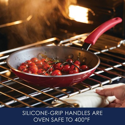 Red 10-Inch Aluminum Nonstick Frying Pan with Ceramic Coating