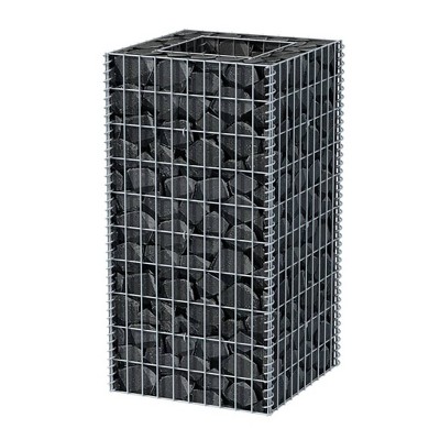 Tall Silver Galvanized Steel Gabion Raised Bed Planter