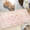 Floral Medallion Washable Rug, Non Slip Boho Accent Carpet for Entryway Bedroom Kitchen or Office, Soft Low Pile - 2 of 4