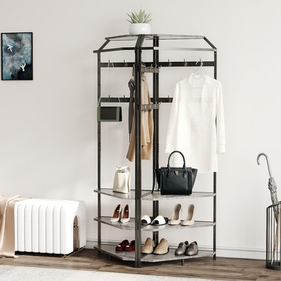 Coucheta Corner Coat Rack - Corner Coat Hanger, Space Saving Corner Wall Rack, Corner Entryway Organizer, Corner Hat and Clothes Stand