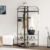 Corner ‌Hall Tree with Bench and Shoe Storage,3-in-1 Entryway Bench with Hooks for Mudroom, Corner Wall Rack in Iron and MDF with Anti-Tipping Design - 4 of 4