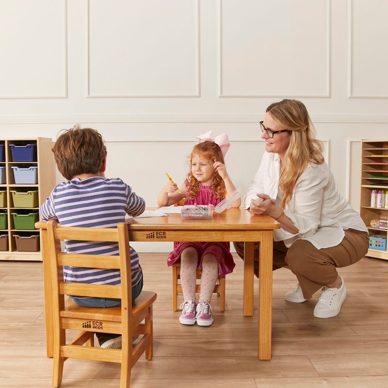 ECR4Kids 24in x 24in Rectangular Hardwood Table with 20in Legs and Two 10in Chairs, Kids Furniture, 5 of 13