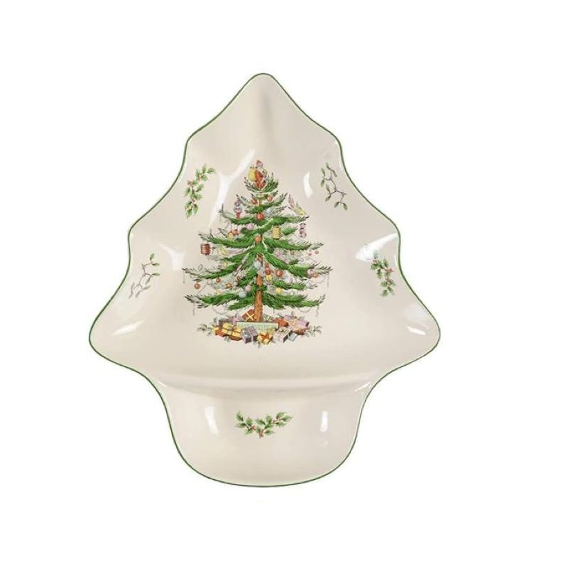 Spode Christmas Tree Chip and Dip Tray 14 Inch Tree Shaped Dish, Made of Earthenware, 2 of 4