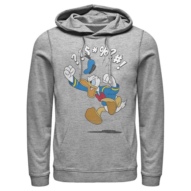 Men's Mickey & Friends Donald Duck Angry Jump Pull Over Hoodie, 1 of 5