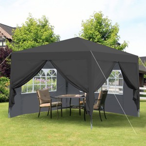 Carla 10x10ft Pop Up Gazebo Canopy, Removable Sidewall with Zipper, 2pcs Sidewall with Windows, Outdoor Furniture - Maison Boucle - 1 of 4