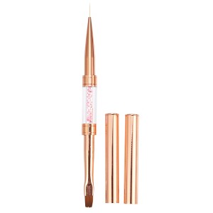 Unique Bargains Double Head Crystal Handle 8mm 11mm Drawing Brush Liner Brush Painting Pen ABS Rose Gold Tone 1 Pcs - 1 of 4