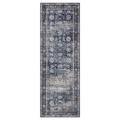 Living Room Rug, Washable Vintage Floral Low Pile Non Slip Carpet for Bedroom, Dining Room, Office, Farmhouse Rug