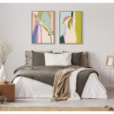 Abstract Canvas Print Set in Natural Frame, 23x33
