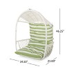 Christopher Knight Home Malia Outdoor Wicker Hanging Chair with Cushion (NO STAND), Green/White - 3 of 4