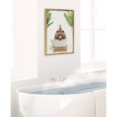 Big Bear Bali Bath Gold Framed Canvas Wall Art
