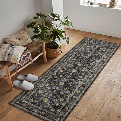 Vintage Floral Area Rug for Bedroom – Soft, Non-Slip, Non-Shedding Throw Rug for Living Room, Dining Room & Foyer