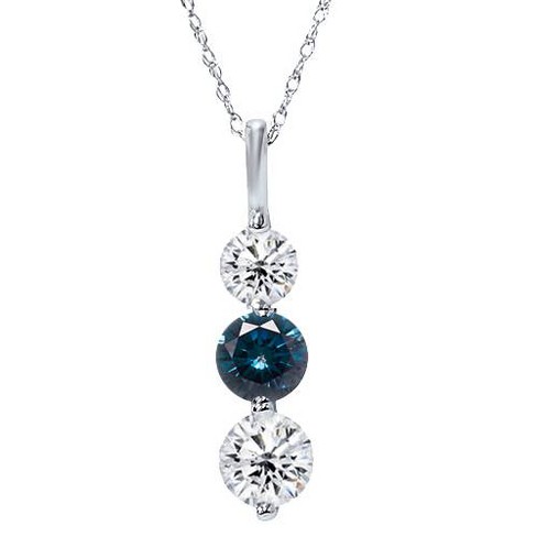 14K White Gold Sapphire & Diamond Padlock Pendant Necklace