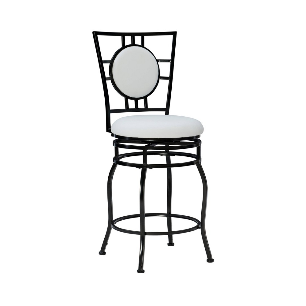 Photos - Chair Linon Teagan Adjustable Faux Leather Swivel Barstool Black - : 24-30" Heigh 