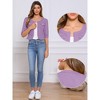 INSPIRE CHIC Women's Collarless Pockets 3/4 Sleeve Denim Jackets - 2 of 4