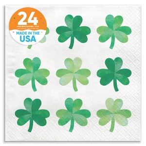 Big Dot of Happiness Shamrock St. Patrick’s Day Napkins, Saint Paddy’s Day Party Decor, White 3-Ply Paper Luncheon Dinner Napkins - 24 Count - 1 of 4