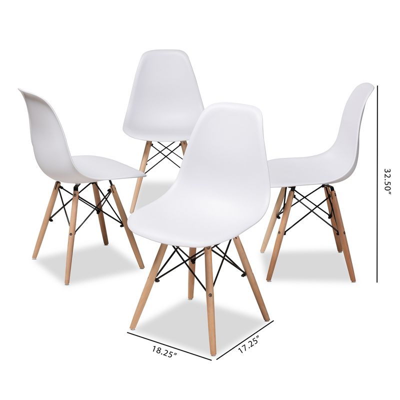 Set of 4 Sydnea Mid Century Modern Acrylic Wood Finished Dining Chairs White - Baxton Studio, 6 of 9