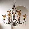 Franklin Iron Works Amber Scroll Golden Bronze Large Chandelier 35 1/2" Wide Rustic Art Glass 9-Light Fixture for Dining Room House Kitchen Island - 2 of 4