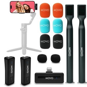 Movo Wireless Mini DI Duo Dual Ultra Compact Wireless Lavalier Microphones for iPhone with Handheld Adapter - 1 of 4