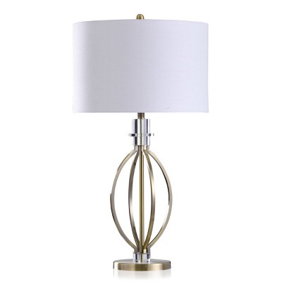 Metal Double Ring Table Lamp with Acrylic Accents Brass - StyleCraft