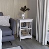 NicBex 15.7 inch High Nightstand with 3-Tier Storage Shelf,Modern Side Table with Solid Wood Frame,Bedside Table for Bedroom,Living Room,Black/White - 2 of 4