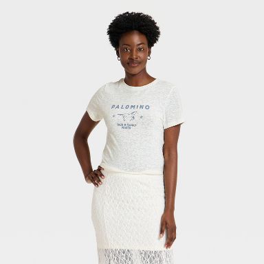 Women's Western Short Sleeve Graphic T-Shirt - Universal Thread™ Cream Letters XS