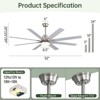 Large Industrial Smart Ceiling Fans with Lights and Remote & APP Control 8 ABS Blades 6-Speed Powerful DC Motor Reversible For Home/Commercial/Outdoor - 3 of 4